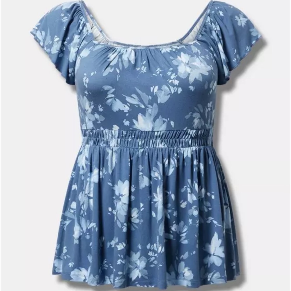Cinched Waist Babydoll Tank Powder Blue Torrid 1
